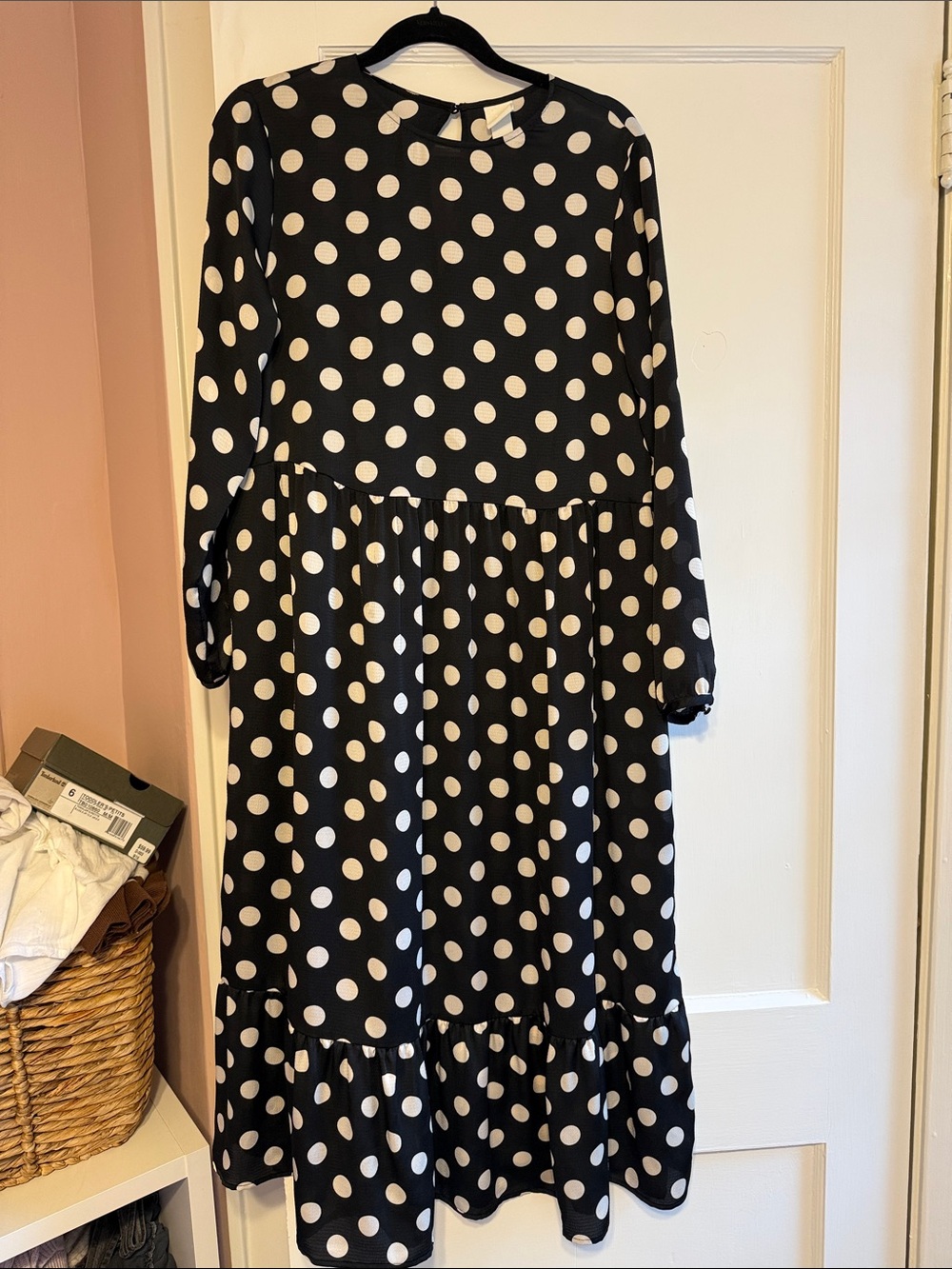 H&M Black and White Polka Dot Midi Dress
